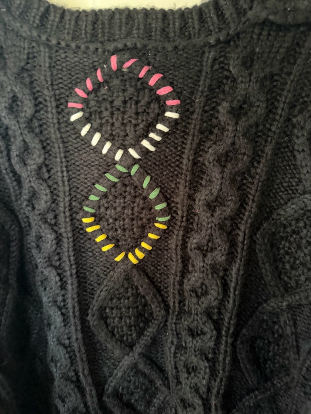 POL Black Multicolor Stitch Cable-Knit Women's Sweater - NWOT - Picture 5 of 6